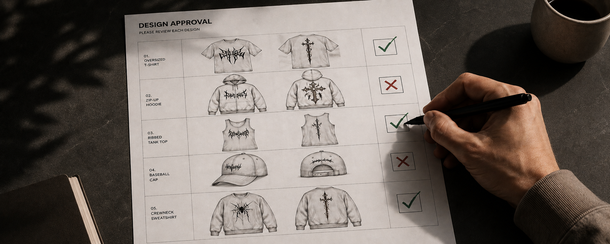 Approve the Designs — design approval sheet