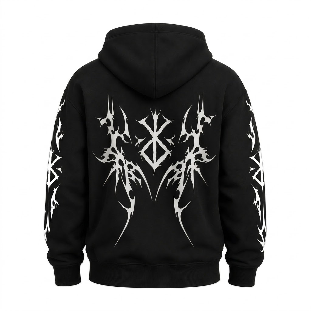 Tribal print hoodie — black