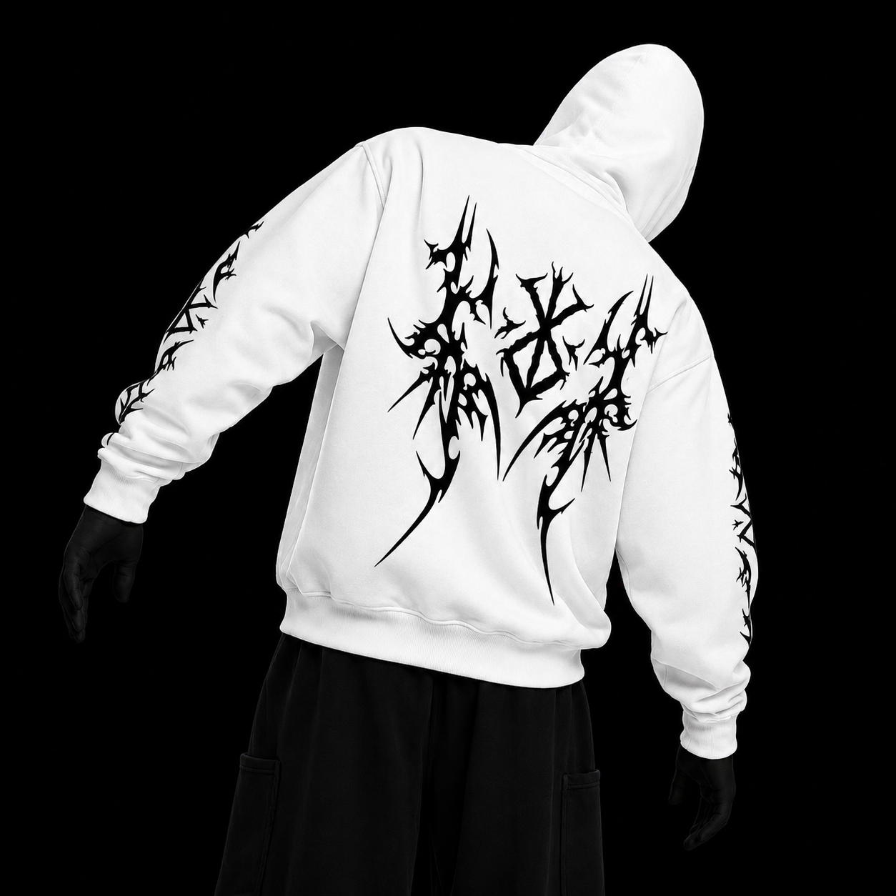 Tribal print hoodie — white
