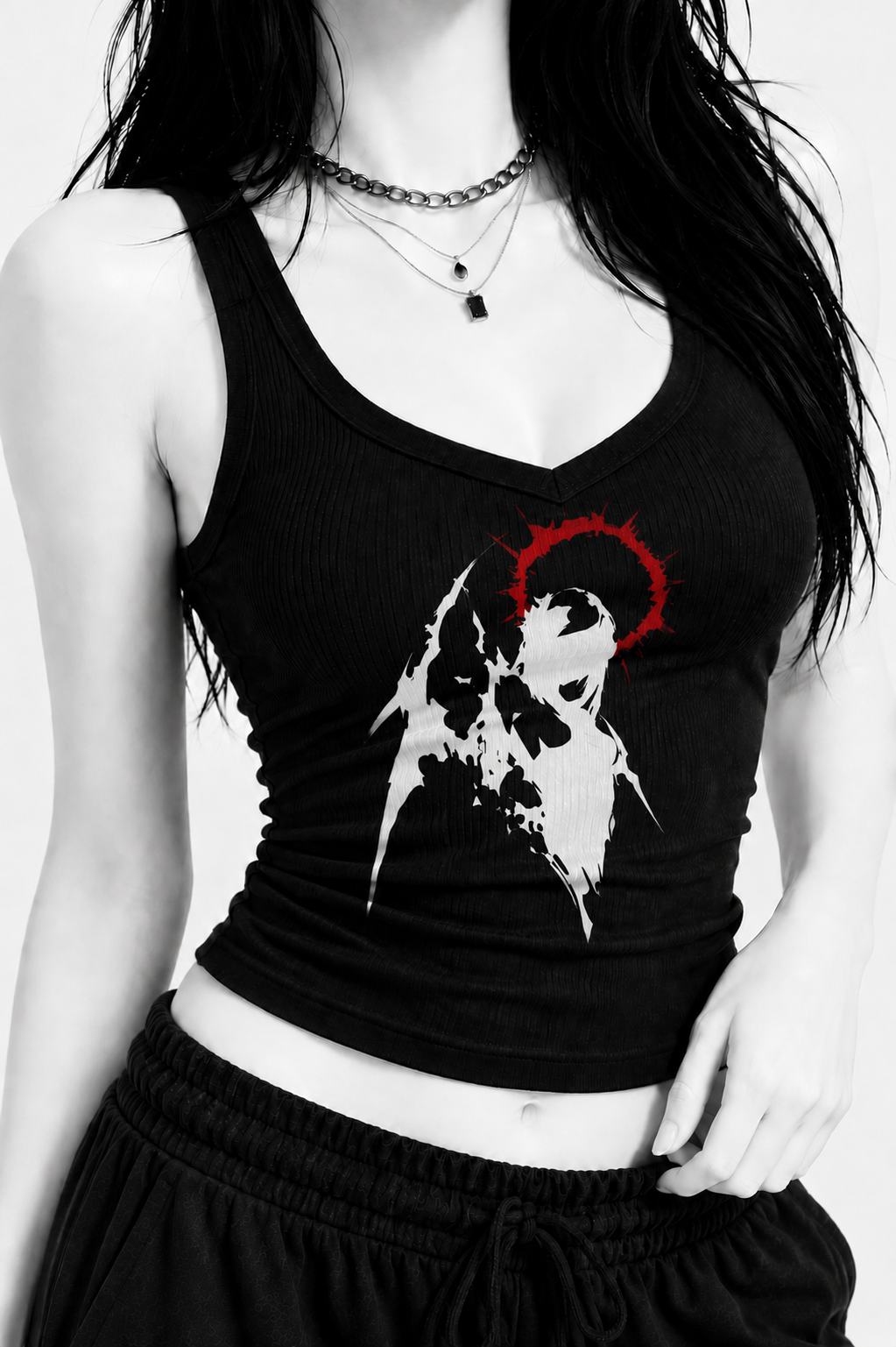 Black Halo Tank — close mannequin view