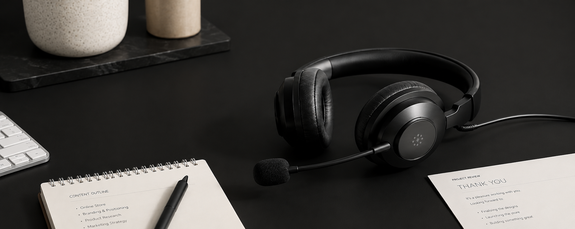 Customer Support — headset and support desk imagery